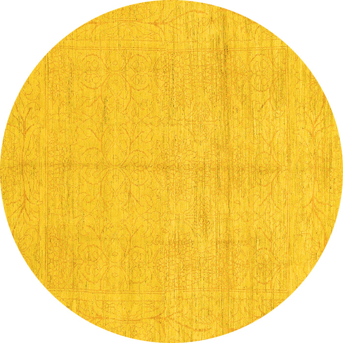 Round Abstract Yellow Modern Rug, abs1199yw