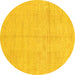 Round Abstract Yellow Modern Rug, abs1199yw