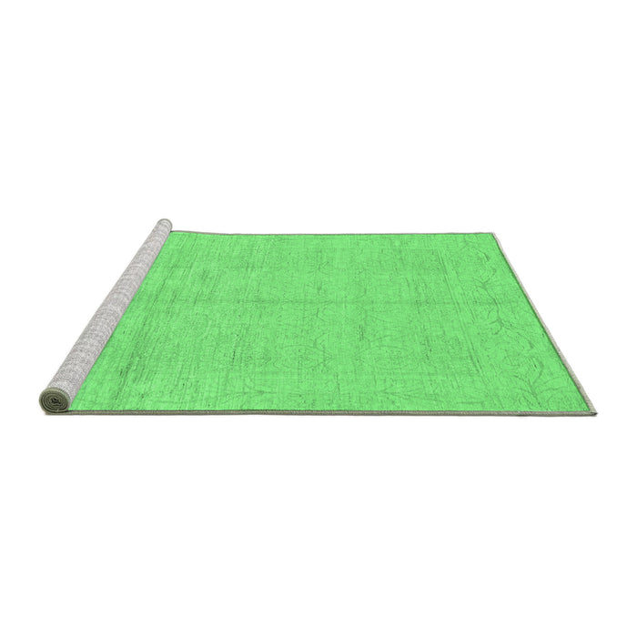 Sideview of Machine Washable Abstract Emerald Green Modern Area Rugs, wshabs1199emgrn