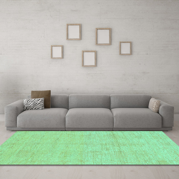Machine Washable Abstract Turquoise Modern Area Rugs in a Living Room,, wshabs1199turq