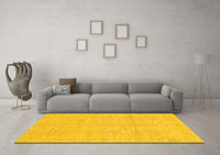 Machine Washable Abstract Yellow Modern Rug, wshabs1199yw