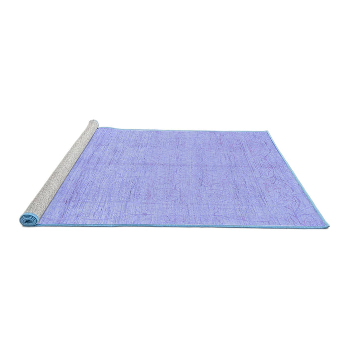 Sideview of Machine Washable Abstract Blue Modern Rug, wshabs1199blu