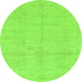 Round Machine Washable Abstract Green Modern Area Rugs, wshabs1199grn