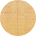 Round Abstract Saffron Yellow Modern Rug, abs1199