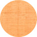 Round Machine Washable Abstract Orange Modern Area Rugs, wshabs1199org