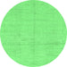 Round Abstract Emerald Green Modern Rug, abs1199emgrn