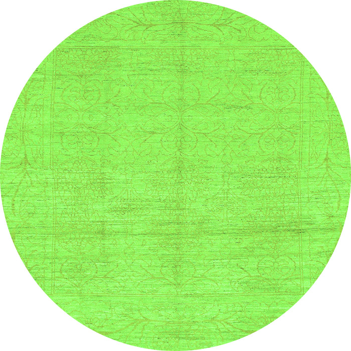 Round Abstract Green Modern Rug, abs1199grn