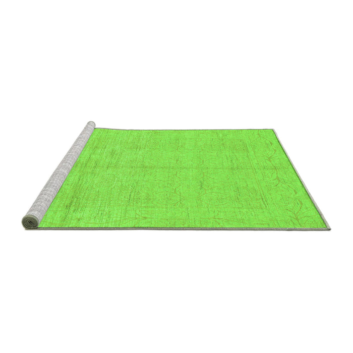 Sideview of Machine Washable Abstract Green Modern Area Rugs, wshabs1199grn