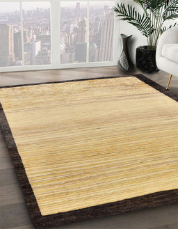 Abstract Chrome Gold Yellow Solid Rug in Family Room, abs119