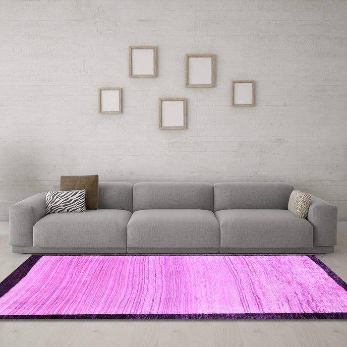 Machine Washable Solid Purple Modern Area Rugs in a Living Room, wshabs119pur