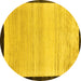 Round Machine Washable Solid Yellow Modern Rug, wshabs119yw