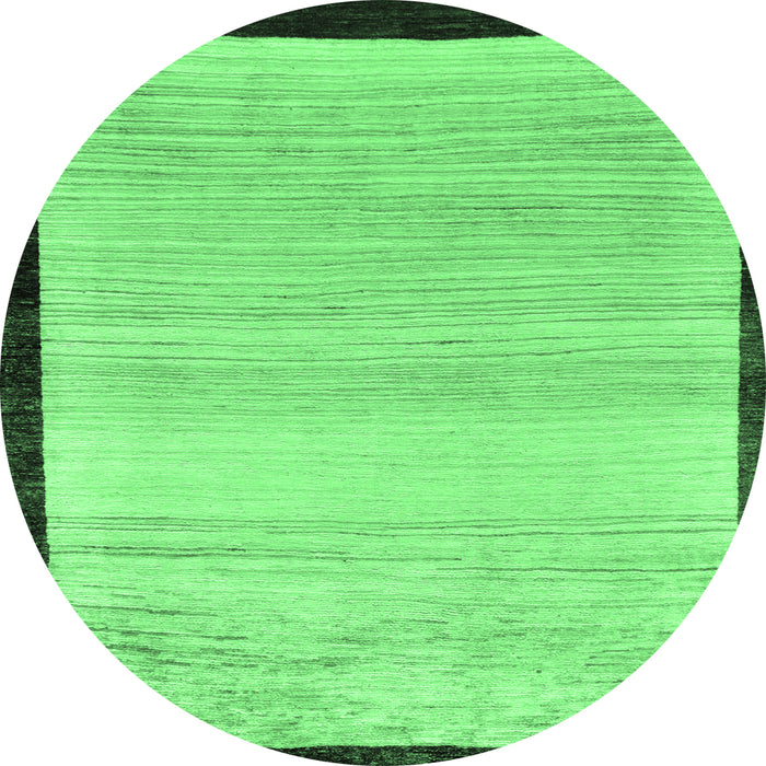 Round Machine Washable Solid Emerald Green Modern Area Rugs, wshabs119emgrn