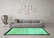 Machine Washable Solid Turquoise Modern Area Rugs in a Living Room,, wshabs119turq