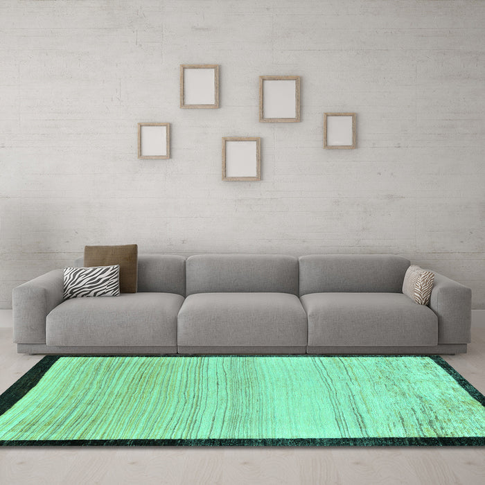Machine Washable Solid Turquoise Modern Area Rugs in a Living Room,, wshabs119turq