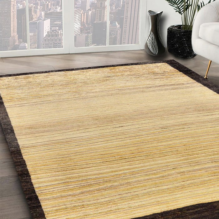 Abstract Chrome Gold Yellow Solid Rug in Family Room, abs119