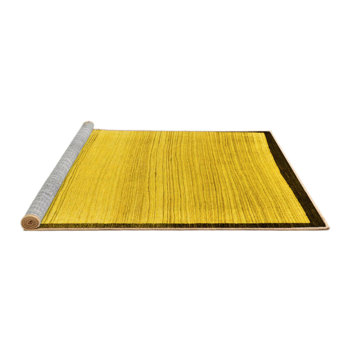Sideview of Machine Washable Solid Yellow Modern Rug, wshabs119yw