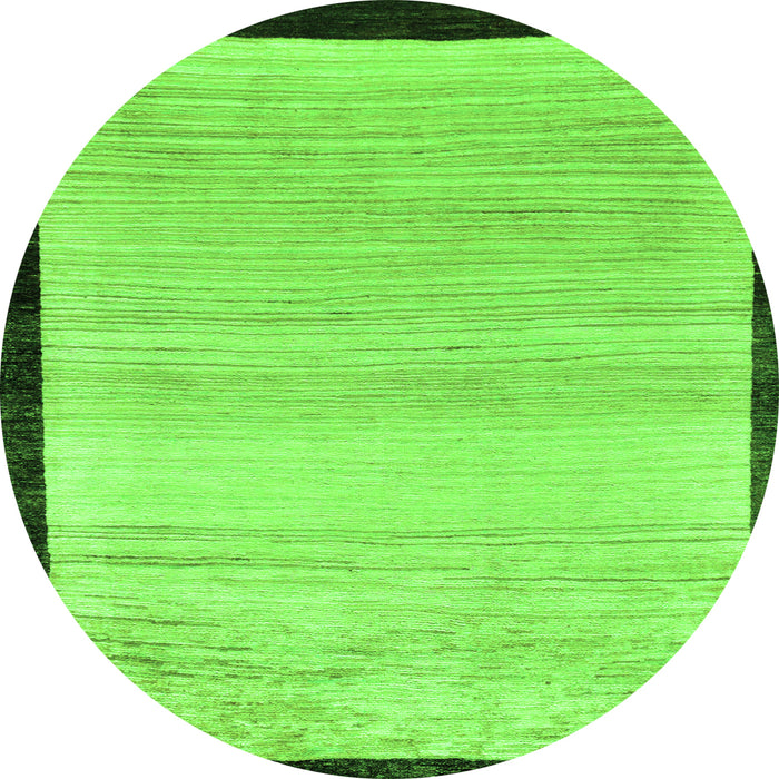Round Machine Washable Solid Green Modern Area Rugs, wshabs119grn