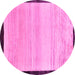 Round Machine Washable Solid Pink Modern Rug, wshabs119pnk
