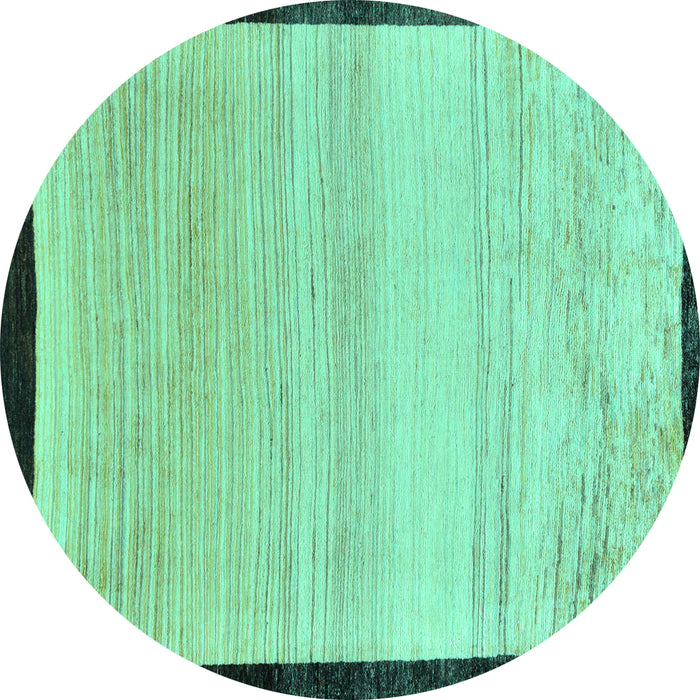 Round Machine Washable Solid Turquoise Modern Area Rugs, wshabs119turq