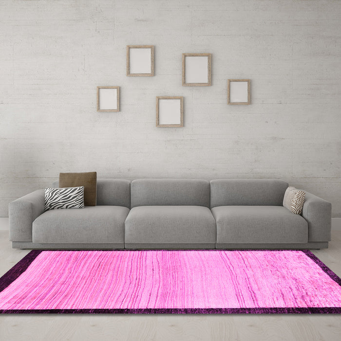 Machine Washable Solid Pink Modern Rug in a Living Room, wshabs119pnk