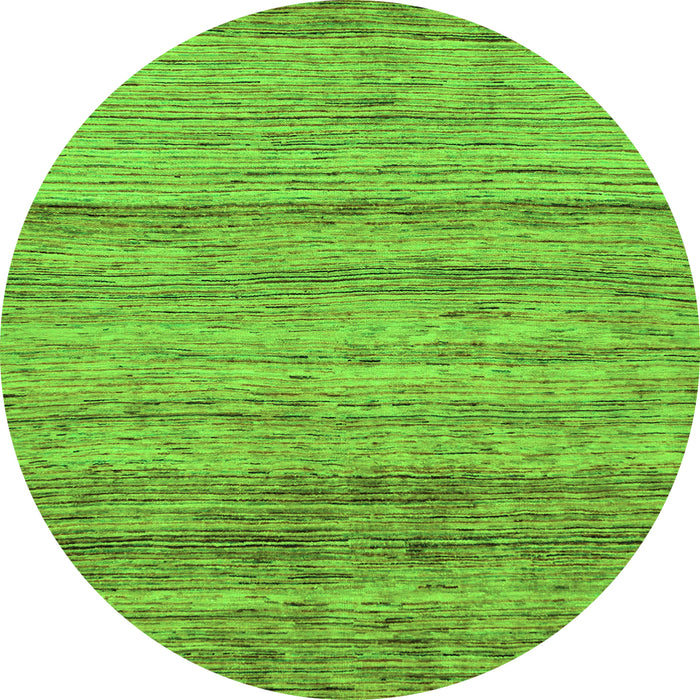 Round Machine Washable Abstract Green Modern Area Rugs, wshabs11grn