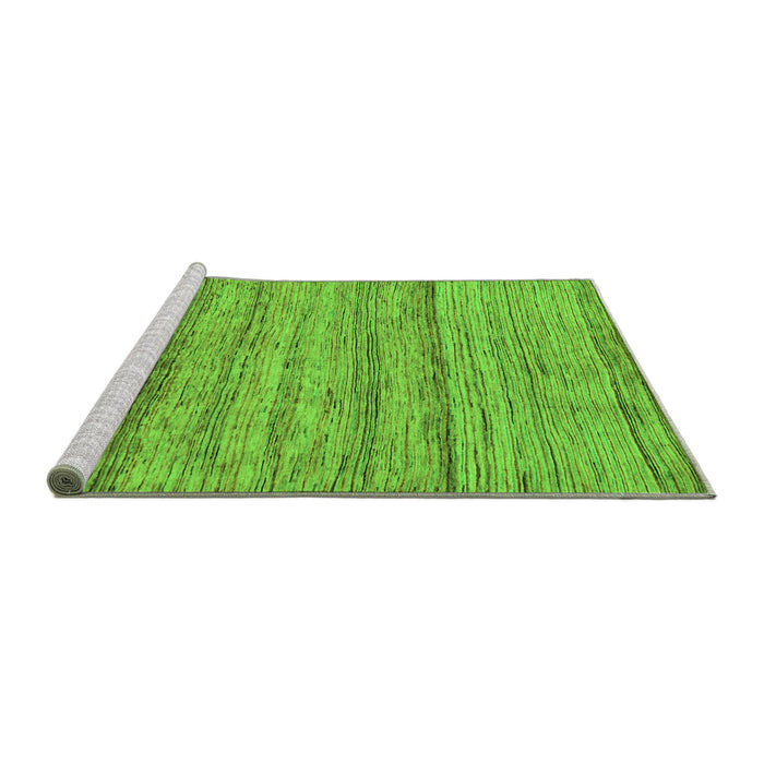 Sideview of Machine Washable Abstract Green Modern Area Rugs, wshabs11grn