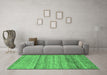 Machine Washable Abstract Emerald Green Modern Area Rugs in a Living Room,, wshabs11emgrn