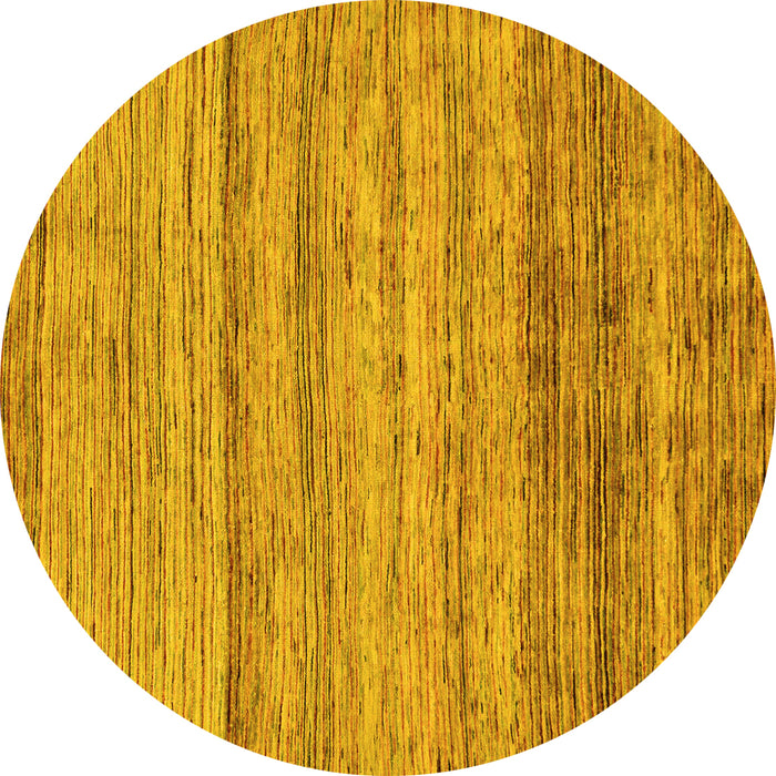 Round Machine Washable Abstract Yellow Modern Rug, wshabs11yw
