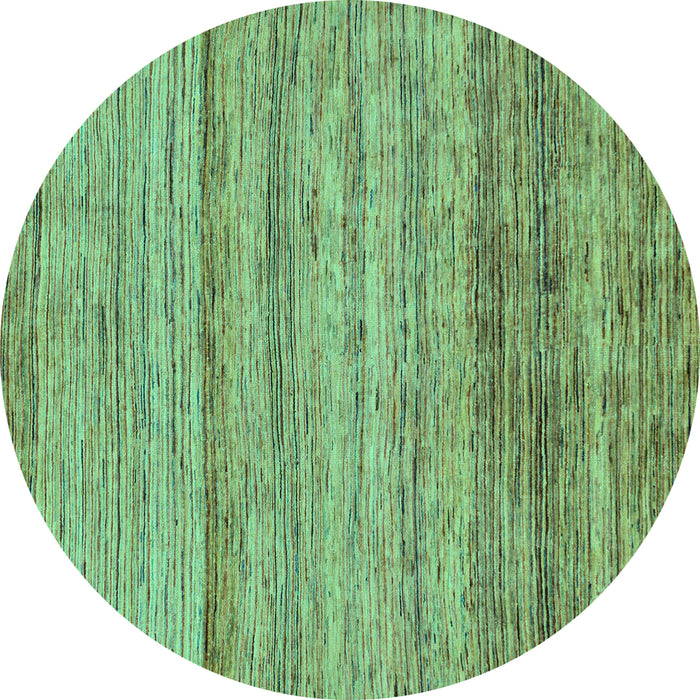 Round Machine Washable Abstract Turquoise Modern Area Rugs, wshabs11turq