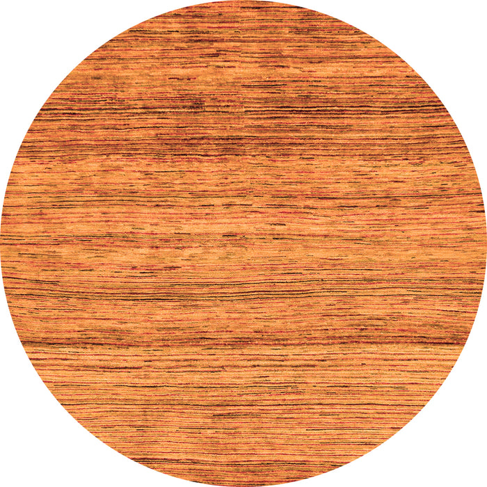 Round Machine Washable Abstract Orange Modern Area Rugs, wshabs11org