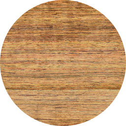 Round Machine Washable Abstract Yellow Rug, wshabs11