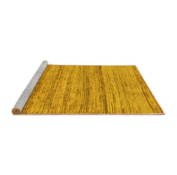 Sideview of Machine Washable Abstract Yellow Modern Rug, wshabs11yw