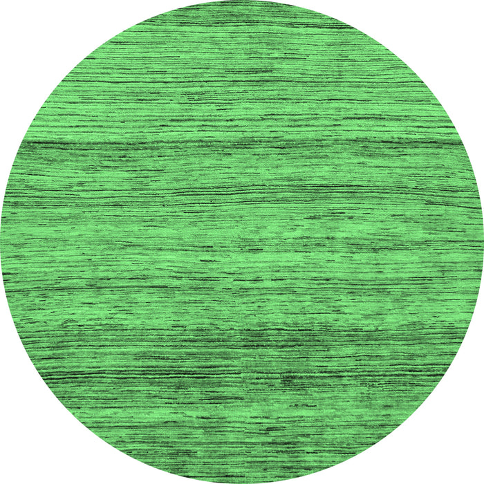 Round Machine Washable Abstract Emerald Green Modern Area Rugs, wshabs11emgrn