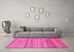 Machine Washable Abstract Pink Modern Rug in a Living Room, wshabs11pnk