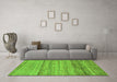 Machine Washable Abstract Green Modern Area Rugs in a Living Room,, wshabs11grn