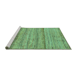 Sideview of Machine Washable Abstract Turquoise Modern Area Rugs, wshabs11turq