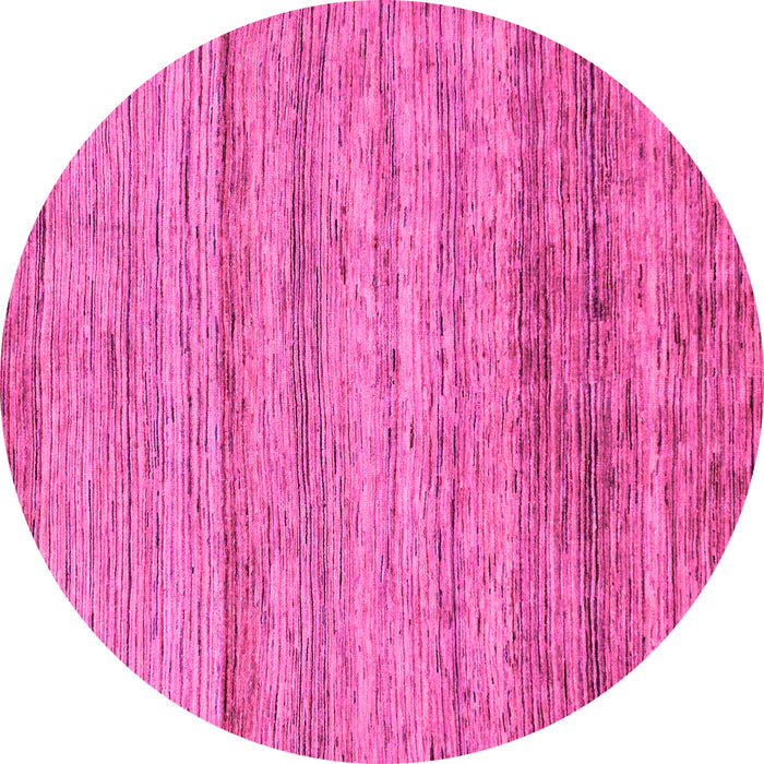 Round Machine Washable Abstract Pink Modern Rug, wshabs11pnk