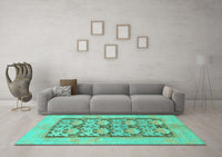 Machine Washable Abstract Turquoise Modern Rug, wshabs1200turq