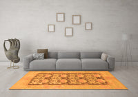 Machine Washable Abstract Orange Modern Rug, wshabs1200org