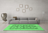 Machine Washable Abstract Emerald Green Modern Rug, wshabs1200emgrn