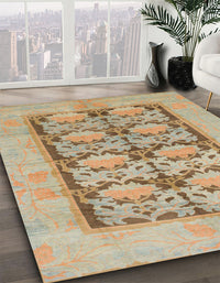 Abstract Sand Brown Modern Rug, abs1200