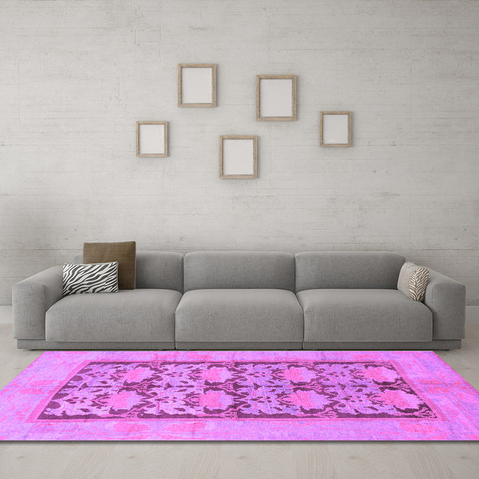 Machine Washable Abstract Purple Modern Area Rugs in a Living Room, wshabs1200pur