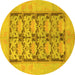 Round Machine Washable Abstract Yellow Modern Rug, wshabs1200yw