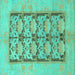 Square Abstract Turquoise Modern Rug, abs1200turq