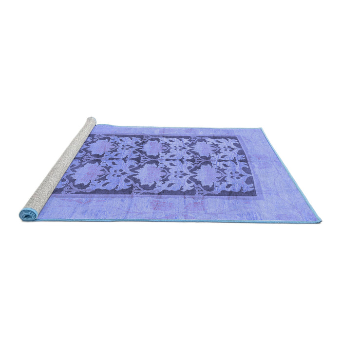 Sideview of Machine Washable Abstract Blue Modern Rug, wshabs1200blu