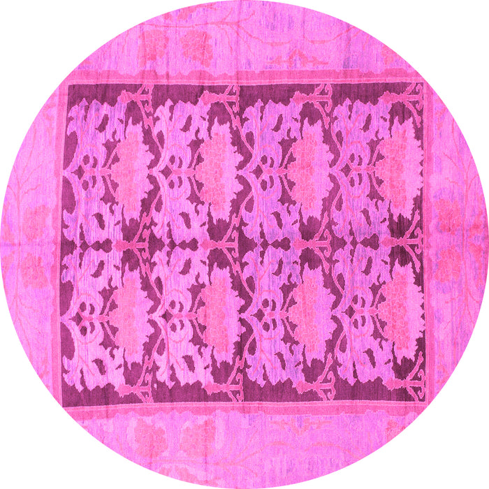 Round Machine Washable Abstract Pink Modern Rug, wshabs1200pnk