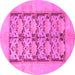 Round Machine Washable Abstract Pink Modern Rug, wshabs1200pnk