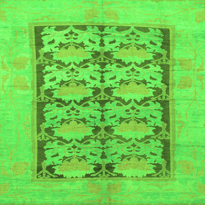 Square Machine Washable Abstract Green Modern Area Rugs, wshabs1200grn