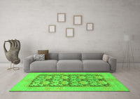 Machine Washable Abstract Green Modern Rug, wshabs1200grn