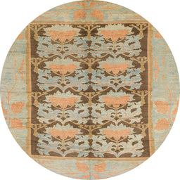 Round Machine Washable Abstract Sand Brown Rug, wshabs1200